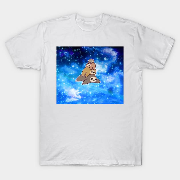 Sloth Stack Night Sky T-Shirt by saradaboru